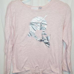 Girls Pink Unicorn Whale Long Sleeve Shirt Top Size XL By the Childrens Place